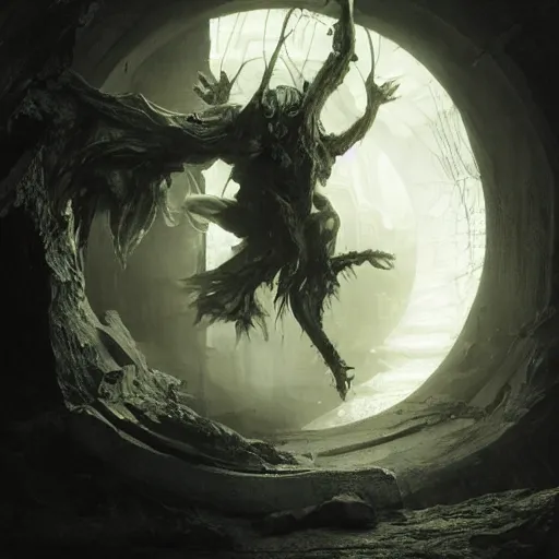 Prompt: demonic entity stepping through a portal, 8 k octane beautifully detailed render, post - processing, extremely hyper - detailed, intricate, epic composition, cinematic lighting, masterpiece, trending on artstation, masterpiece, stunning art by anders zorn, wonderful masterpiece by greg rutkowski, beautiful cinematic