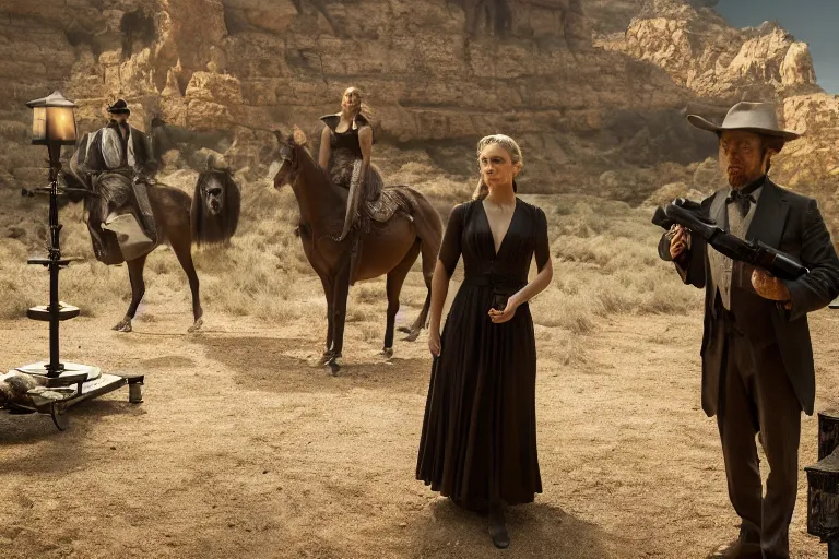 Image similar to a cinematic scene from westworld hbo, beautiful lighting, high depth, ultra realistic, artistic, by annie leibovitz