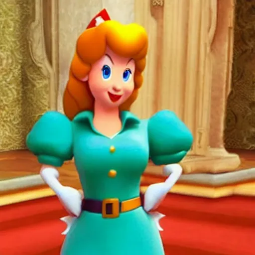 Prompt: Scarlet Johansson as princess peach in the new mario bros movie