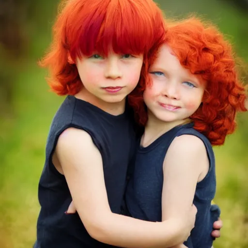 Image similar to photograph of red hair twins boy and girl