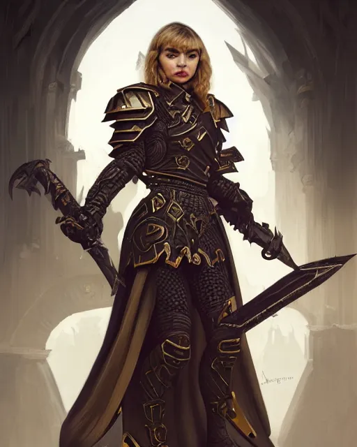 Prompt: dark future portrait of imogen poots as a warhammer paladin by sasha tudvaseva, deep focus, intricate, elegant, regal, highly detailed, digital painting, artstation, concept art, matte, sharp focus, illustration, warhammer, fantasy, hearthstone, art by artgerm and greg rutkowski and alphonse mucha