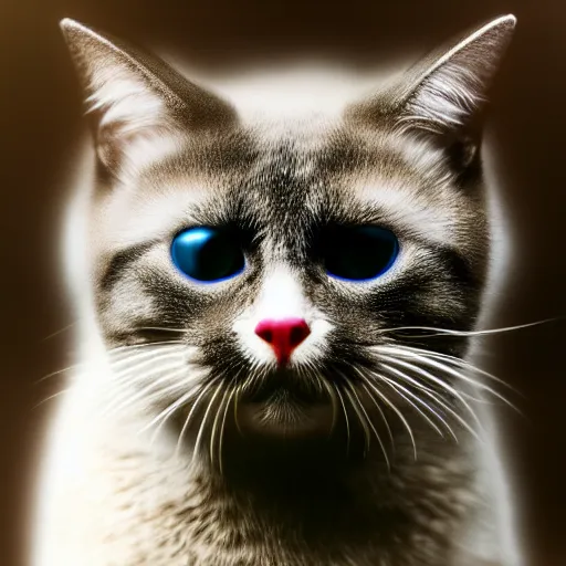 Image similar to evil cat with red eyes, photorealistic