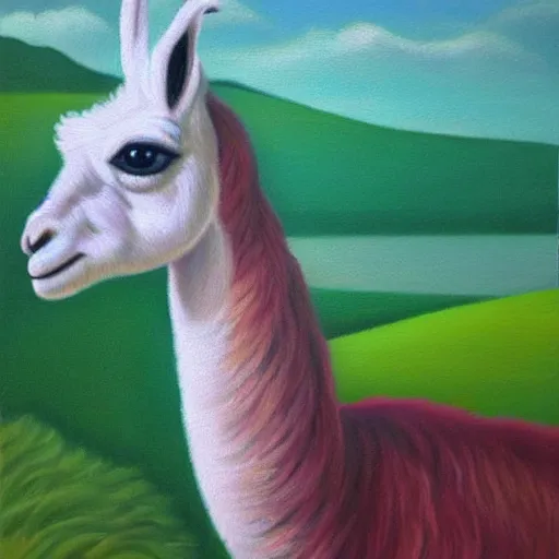 Prompt: oil painting by georgia o'keefe of a llama.