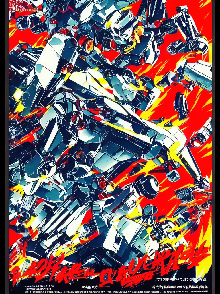 Prompt: 1980s anime movie advertisement poster, cyborg boy, chrome boy, edgy adventure sci fi, science fiction, gundam, akira, space, neon, lasers