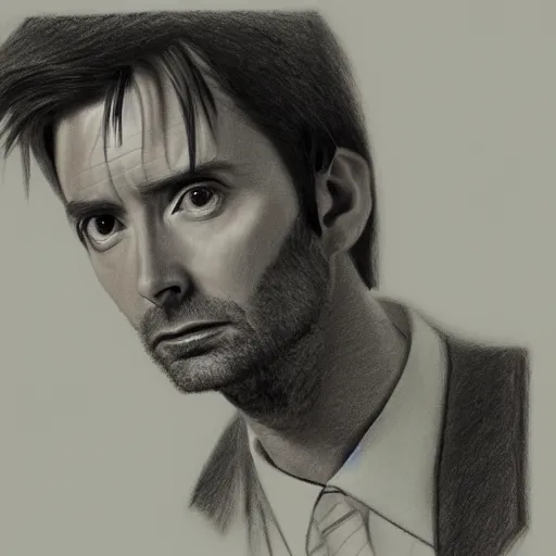 Image similar to david tennant pencil sketch cinematic lighting, render, fantasy