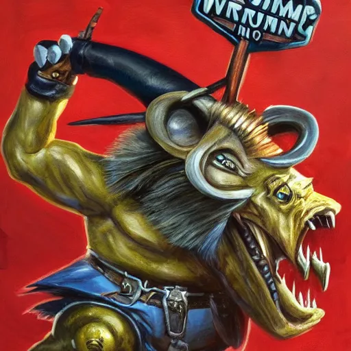 Image similar to donald trump as a vermin from warhammer, hyperdetailed painting