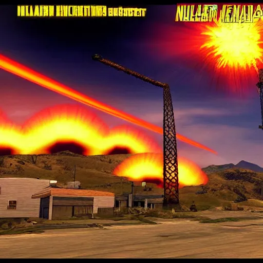 Prompt: nuclear explosion in gta san andreas video game