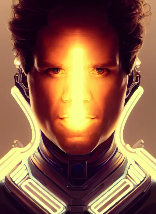 Prompt: symmetry!! portrait of glenn howerton, sci - fi, tech wear, glowing lights!! intricate, elegant, highly detailed, digital painting, artstation, concept art, smooth, sharp focus, illustration, art by artgerm and greg rutkowski and alphonse mucha