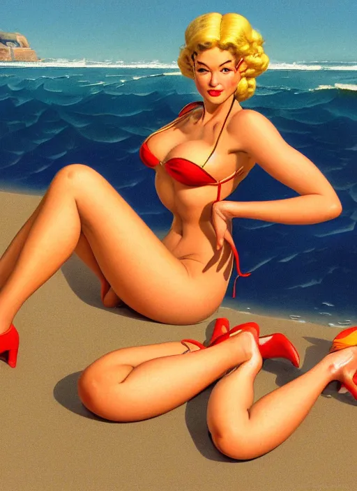 Prompt: sexy girl in bikini. portrait by jean giraud and anton otto fischer and john philip falter and will eisner and gil elvgren and pixar. full body. realistic proportions. science fiction d & d. overwatch, rb 6 s, cyberpunk 2 0 7 7, blade runner 2 0 4 9 concept art. cel shading. thick lines.