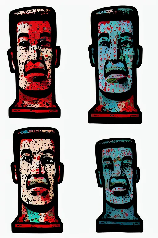 Image similar to sticker art, cronobreaker moai statue popart slap face caricature comic book illustration cartoon graffity street digital