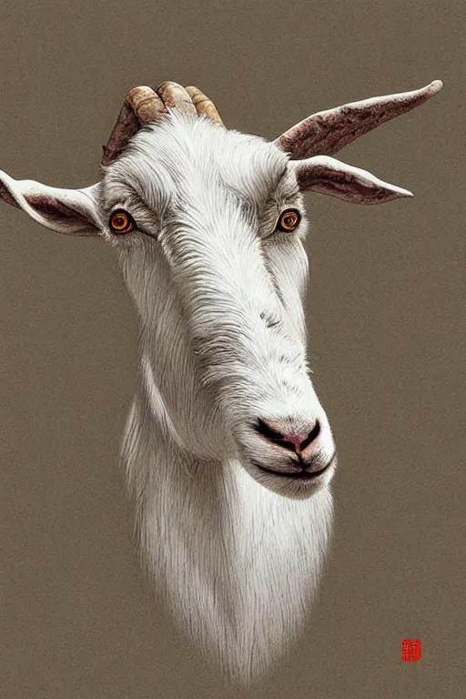 Image similar to illustration of a goat, art by lixin yin