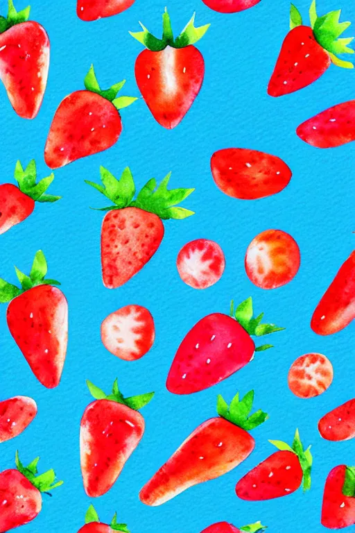 Image similar to minimalist watercolor art of strawberries, illustration, vector art