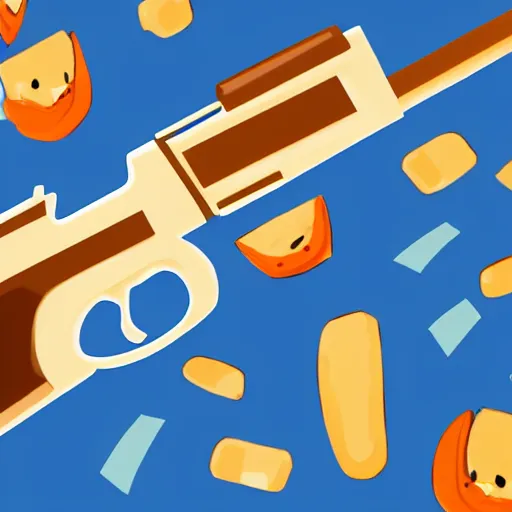 Image similar to a cute chubby gun, stylized, digital art, blue scheme, mobile game, arstation