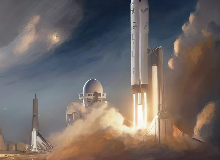 Image similar to concept art of spacex, oil painting by jama jurabaev, extremely detailed, brush hard, artstation, for aaa game, high quality