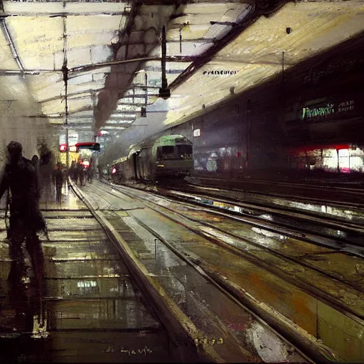 Image similar to toronto kipling station painting by jeremy mann