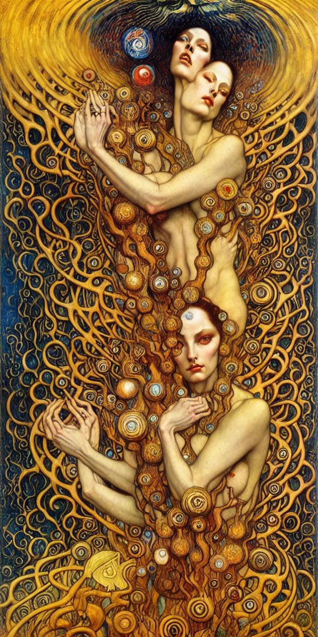 Image similar to Divine Chaos Engine by Karol Bak, Jean Delville, William Blake, Gustav Klimt, and Vincent Van Gogh, symbolist, visionary