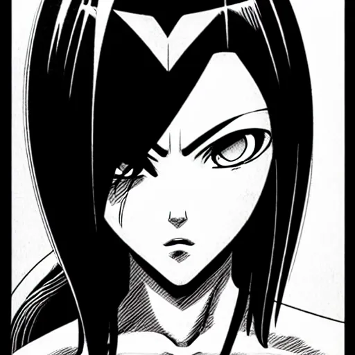 Image similar to alita by yukito kishiro. medium shot. black and white manga. pencil drawing. high detailed face