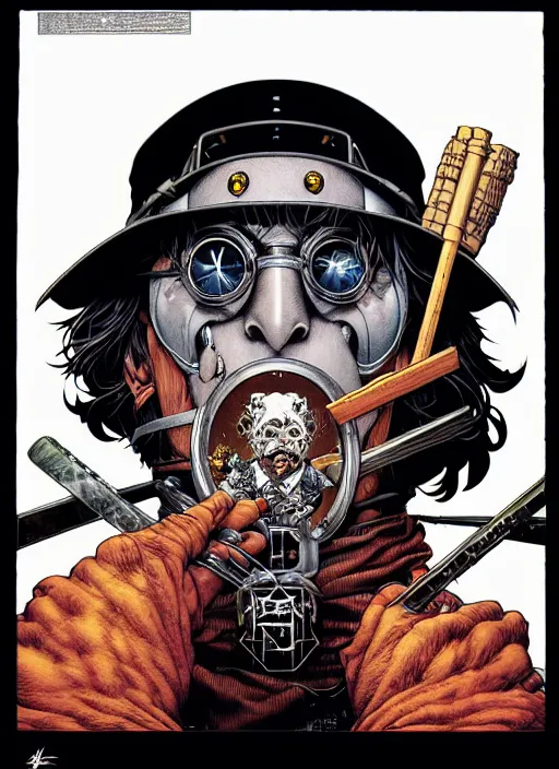 Image similar to portrait of crazy casey jones, symmetrical, by yoichi hatakenaka, masamune shirow, josan gonzales and dan mumford, ayami kojima, takato yamamoto, barclay shaw, karol bak, yukito kishiro