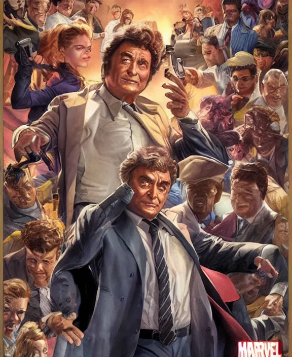 Prompt: Columbo in the Marvel Cinematic universe, official media, highly detailed, centered, artstation, concept art, smooth, sharp focus, illustration, bokeh art by artgerm and donato giancola and Joseph Christian Leyendecker