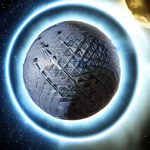 Image similar to dyson sphere around the sun, science fiction, digital art, highly detailed, high quality, high resolution