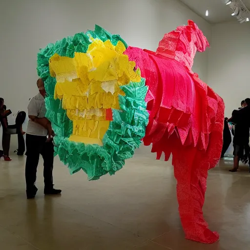 Image similar to Ferrari made of tissue paper, tissue paper art, maya freelon