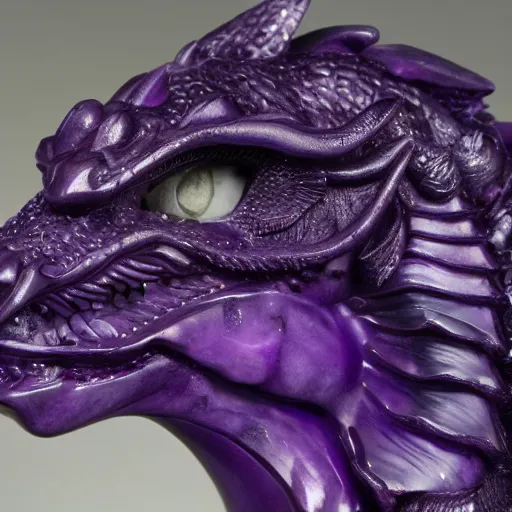 Image similar to detail amethyst sculpture of a dragon