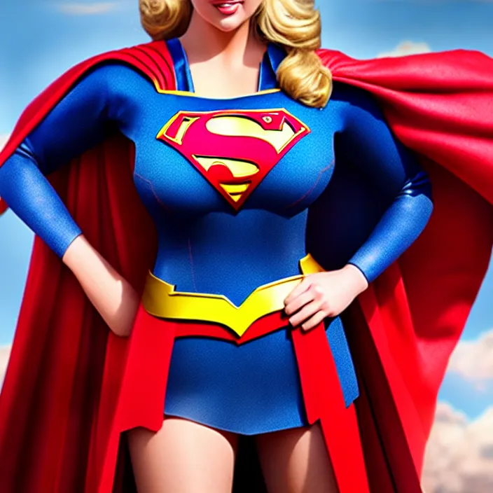 Image similar to photograph of real-life kate upton as supergirl. Extremely detailed. 8k