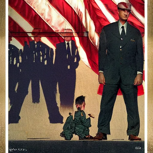 Image similar to nostalgia for 9/11, 4k, award-winning, dark, ultra HD, patriotic, america. in the style of norman rockwell