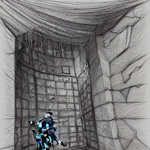 Image similar to the man inside the wall, explorer sketch, eldritch journalist, concept art, grand scale, intricate detailed