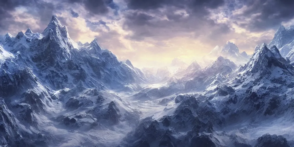 Prompt: a hyper realistic professional photographic view picture of a heavenly snow mountain ,photographic filter unreal engine 5 realistic hyperdetailed 8k ultradetail cinematic concept art volumetric lighting, fantasy artwork, very beautiful scenery, very realistic painting effect, hd, hdr, cinematic 4k wallpaper, 8k, ultra detailed, high resolution, artstation trending on artstation in the style of Albert Dros glowing rich colors powerful imagery nasa footage drone footage drone photography