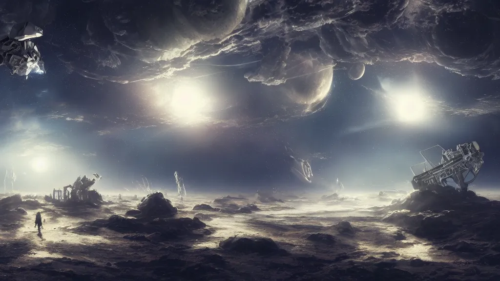 Image similar to technological space probes replicating in orbit. andreas achenbach, artgerm, mikko lagerstedt, zack snyder 3 8 4 0 x 2 1 6 0