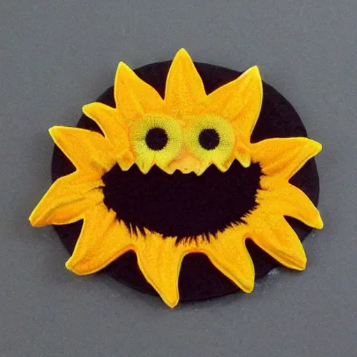 Prompt: sunflower, human mouth, monster, mutant, 1 0 0 mm