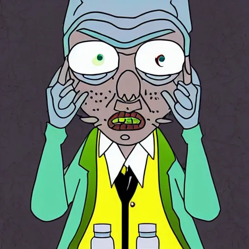 Image similar to breaking bad crossover with rick and morty, deviantart