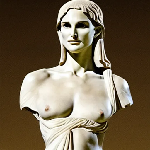 Image similar to natalie portman as a greek marble statue