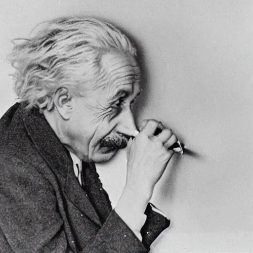 Image similar to a 1930s photograph of Albert Einstein smoking weed at a party