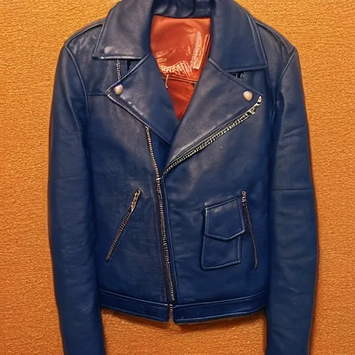 Image similar to photo of blue jay wearing leather jacket