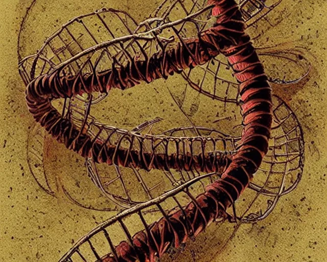 Image similar to double helix! where dna meets life, a closeup simple vector pop surrealism, by ( leonardo da vinci ) and greg rutkowski