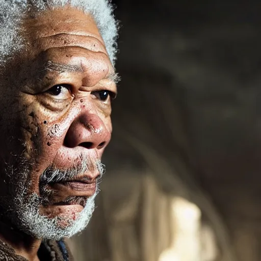 Image similar to Morgan Freeman in Vikings detail 4K quality super realistic