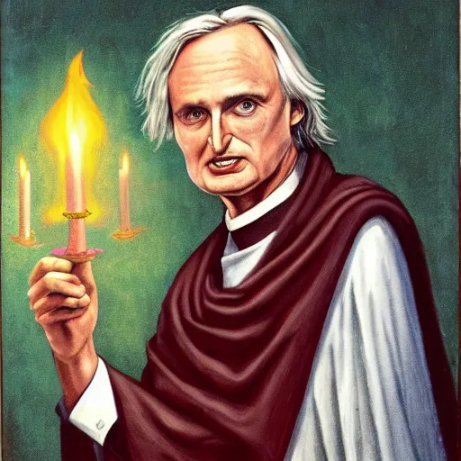 Prompt: portrait of Richard Dawkins as High Priest of the Satanic Arts, by Robert G. Harris