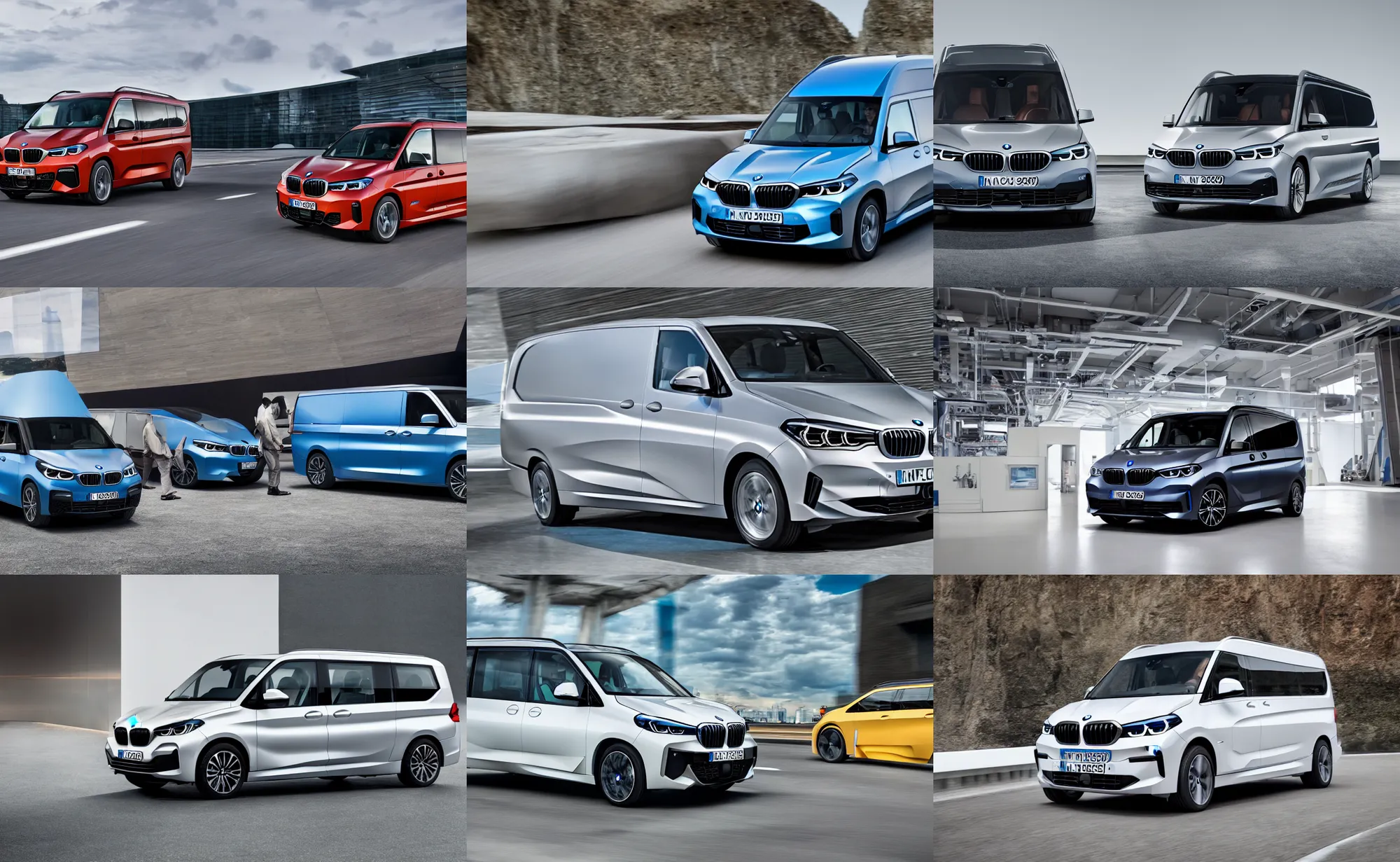 Prompt: bmw van 2021 brochure press photos