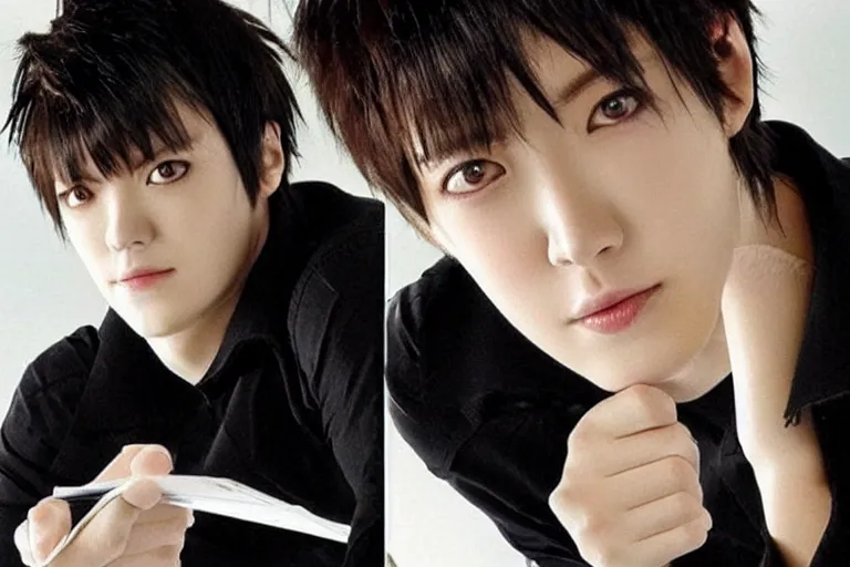 Image similar to handsome man，Black short hair,Death Note