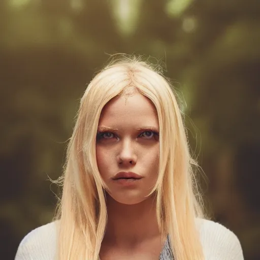 a beautiful blond girl made from plants, full body, Stable Diffusion