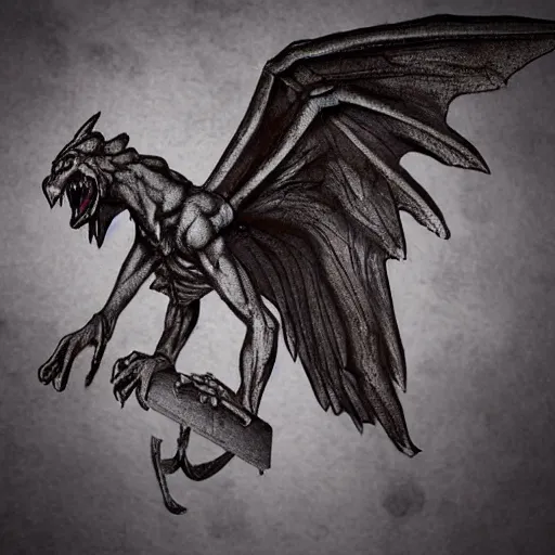 Prompt: winged, gargoyle creatures. Modern technology is wiped out. As one of the unaffected humans, you must hunt the infected humans if you are to survive