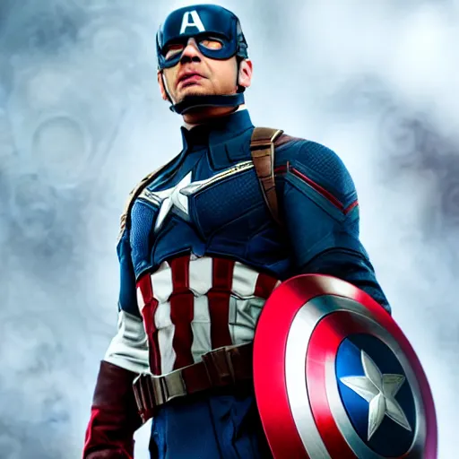 Image similar to jimmy fallon as captain america, avengers endgame movie, movie still, 8 k