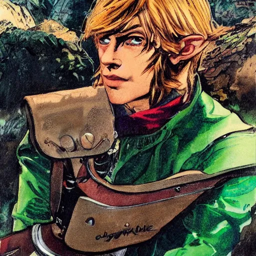 Prompt: a portrait of link in a scenic environment by chaykin, howard.