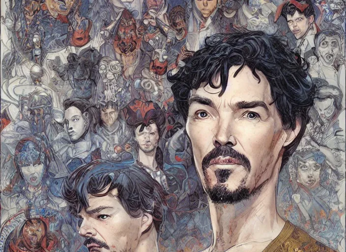 Prompt: a highly detailed beautiful portrait of stephen strange, james gurney, james jean