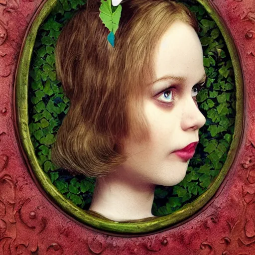 Prompt: alice in wonderland, portrait, face, ivy