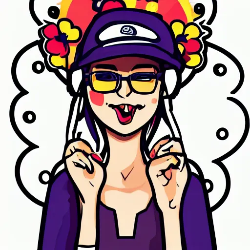 Image similar to sticker illustration of a vaping girl