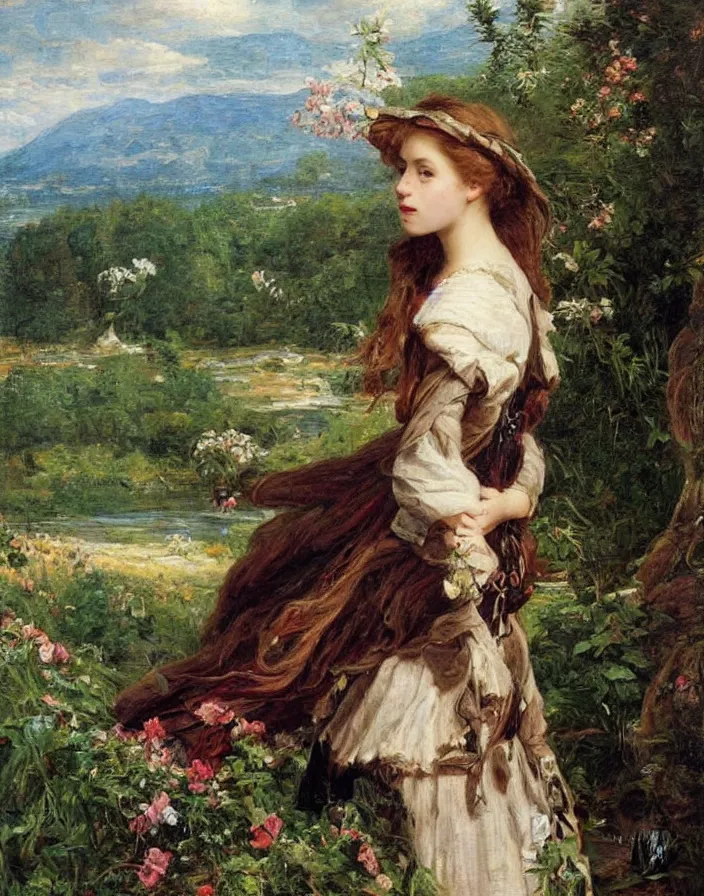 Image similar to a a portrait of Josie Conseco in a scenic environment by Sophie Anderson