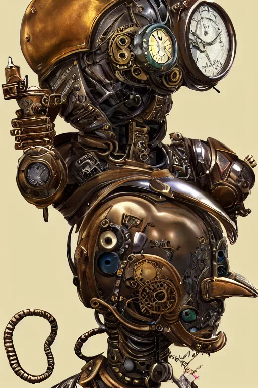 Image similar to steampunk helmet fantasy art mask robot ninja stylized digital illustration sharp focus, elegant intricate digital painting artstation concept art global illumination ray tracing advanced technology chaykin howard and campionpascale and cooke darwyn and davis jack